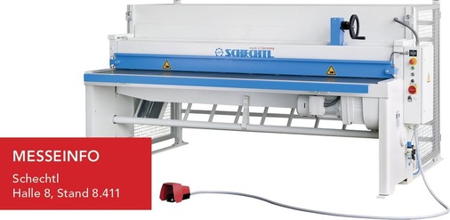 …der 3-m-­Motor-Tafelschere SMT BV 310 mit Schnittspaltbeleuchtung…
