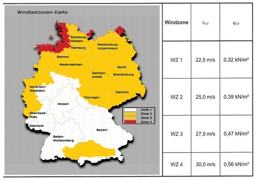 Windzonen­karte für das Gebiet der Bundesrepublik Deutschland