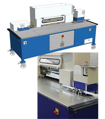 Die Kurzkant­einrichtung KKE ­wurde ­speziell zum Ausklinken und ­Kanten kleiner ­Bauteile wie Scharen oder Schindeln ­entwickelt
