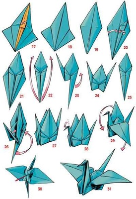 Auf http://www.mosapedia.de/wiki/images/Origami-kranich-t2.jpg sind weitere Origamihinweise zu finden - © http://www.mosapedia.de/wiki/images/Origami-kranich-t2.jpg
