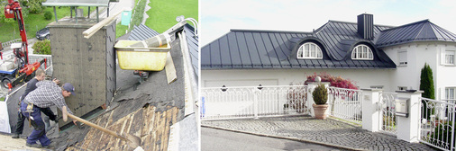 
Erst die Pflicht und dann die Kür: Am Projekt 2 musste vor der Neueindeckung die Bitumeneindeckung mühsam entfernt werden
