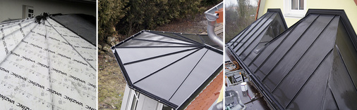 
Die kleinen Dachflächen von Projekt 4 bestechen durch vorbewittertes Titanzink und eine exakte Falzführung
