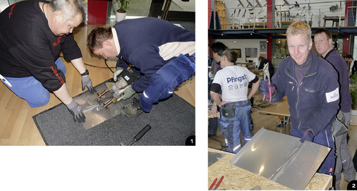 Praxisnah: Ansetzen des Schweißautomaten

Stilecht: Profis beim Training im Klempnermuseum
