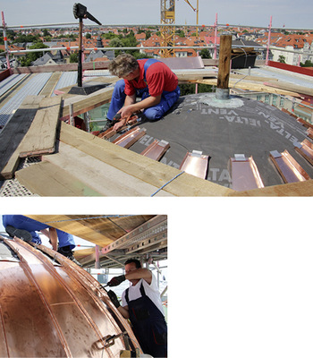 
Die Kollegen des Klempnerfachbetriebes Wendt bei der Arbeit
