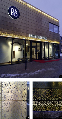 

1


Gelungenes Nachtdesign




2


Die aufwendige Perforation entfaltet bei Tag …




3


… und Nacht unterschiedliche Wirkung
