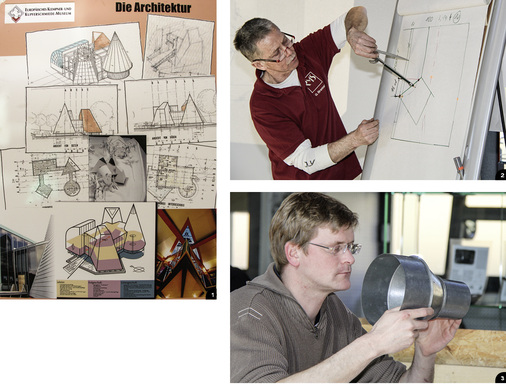 

1


Grundriss und Form des Museums erinnern an unterschiedliche Baukörper, die früher für Klempner typisch waren




2


Referent Gert Brenner erklärt die einfache Konstruktion eines Rohrwinkels




3


Workshop-Teilnehmer Gerald Plenter prüft Maße und korrekte Position der Falzzugaben
