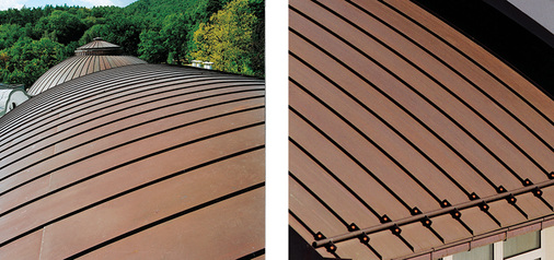 
Bei Stehfalz-Tonnendächern empfiehlt KME zusätzliche Dichtmaßnahmen in kritischen Bereichen 
