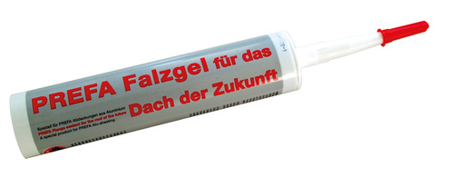 
Prefa-Falzgel ist ein thixotropes Buthylgummiprodukt. Bei großer Haftfähigkeit lässt es sich geschmeidig, fadenfrei und abstreitbar verarbeiten. Nach der Aushärtung wird es zu einem elastomeren Dichtungsmittel mit hoher Alterungsbeständigheit
