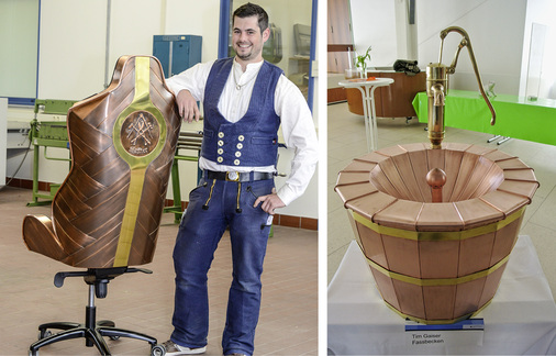 
Hohe Qualität und Ideenreichtum zeichnen die Meisterstücke von Patrik Stifter und Tim Gaiser (r.) aus 



