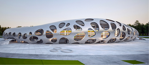 
Das Gelände der Arena inklusive der 800 Parkplätze liegt in einem Kiefernwald, dessen Bestand so weit wie möglich erhalten wurde
