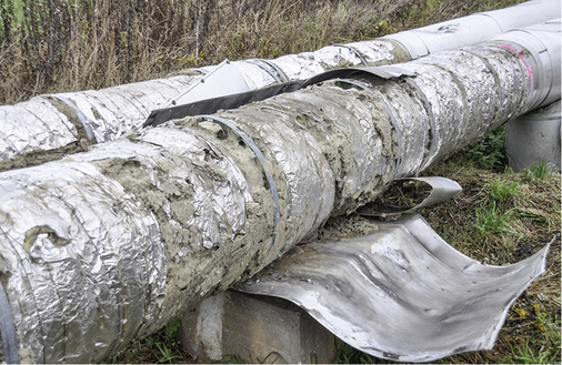 <p>
Diebesgut: Die Aluminium-Ummantelung einer Fernwärmeleitung ist spurlos verschwunden
</p>