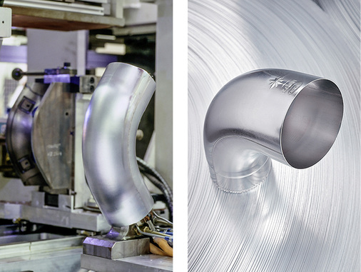 
Bestseller: ein Grömo-Bogen aus Titanzink während und nach der Fertigung 
