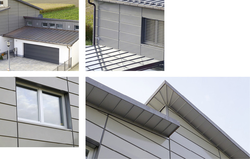 

1


Auf den Dächern wurden Kupferscharen befestigt




2


Die Fassadenkassetten sind eine Eigenentwicklung des Fachbetriebs – das Terrassendach besteht aus einer Stahl-Glas-Konstruktion




3



4


+ Präzise Anschlüsse zwischen Dach, Fassade und Fenster. Die Alukassetten harmonieren mit der Breite der Fenster. Unter dem Dach wurden sie schräg gekürzt und an den Hausecken um 90° gekantet
