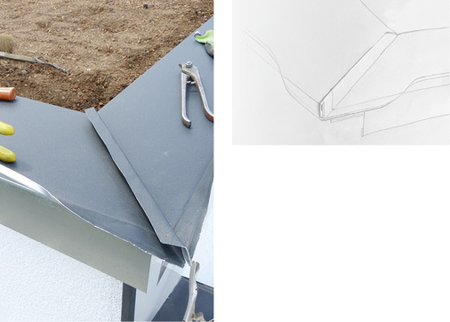 

2


Der einfache Stehfalz wird auf herkömmliche Art geschlossen
