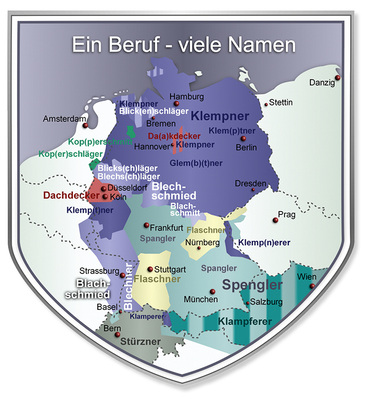 <p>
</p>

<p>
Das Klempnerhandwerk kennt etwa acht regional verschiedene Berufsbezeichnungen. Hinzu kommen zahlreiche mundartliche Varianten
</p> - © Design: Henry Rasch

