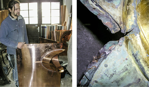 
Überarbeitung des Befestigungspunktes am Sockel des Turmkreuzes
