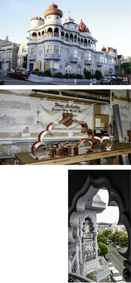 

1


Der Old Vedanta Temple in San Francisco vor der Rekonstruktion




2


Die spiegelbildlichen Segmente aus Kupfer sind im Scheitelpunkt miteinander verbunden




3


Korrosionsschäden und abgelöste Farbe an den Bögen der Arkaden
