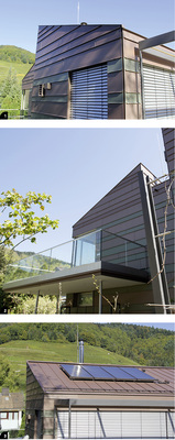 

1


Lüftergehäuse und Durchdringungen wurden ebenfalls zinkbekleidet




2


Gläserne Balkonbrüstungen geben den Blick auf die Fassade frei 




3


Das Schneefang-System wurde mit Eishaltern ausgestattet und farblich angepasst. Die Dachrinne sowie die Regenrohre sind verdeckt hinter der Fassade eingebaut
