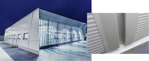 
Moderne Biegehalle mit passgenauen Anschlussprofilen an der Fassade
