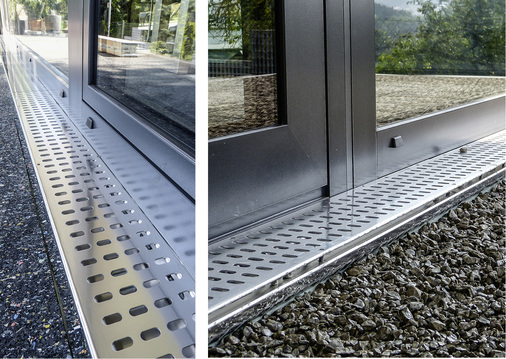 
Vor der Kiesschüttung montiert und auf Hartschaumplatten fixiert, ist das Verrutschen der Rinne nahezu ausgeschlossen 
