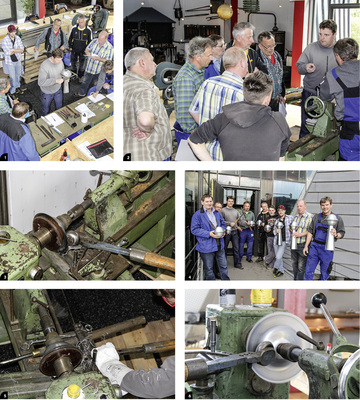 

1


Michael Messerschmidt in seinem Element




2


Die Workshop-Teilnehmer „umzingeln“ die Messerschmidt-Drückbank 




3


Mit der Drückrolle wird zunächst die Grundform der Titanzink-Kugel gedrückt 




4


Zufriedene Teilnehmer 




5


Beim sogenannten Abstechen fliegen die Späne in hohem Bogen




6


Eine Titanzink-Halbkugel entsteht
