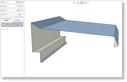 
Die Software programmiert das Biegeteil und zeigt an, ob es ohne etwaige Kollisionen herstellbar ist
