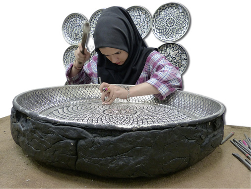 
In orientalischen Ländern wie im Iran ist die Kunst des Ziselierens noch weit verbreitet 
