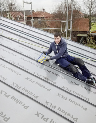 
Pures Klempnerhandwerk: Ungekürzte Stahlprofile mit schnurgeraden Stehfalzen
