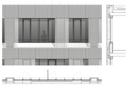 <p>
Ansicht der mehrschichtigen Fassade in den Plänen
</p>