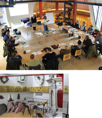 

1


Zu Gast beim BAUMETALL-Workshop zum Thema Eindeckung von Kirchtürmen




2


Der neu gestaltete Ornamentbereich zeigt die Herstellung und Rekonstruktion von Dachschmuck oder entsprechenden Verzierungen
