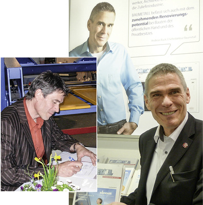 Seit zehn Jahren BAUMETALL-Chefredakteur: Andreas Buck früher und heute
