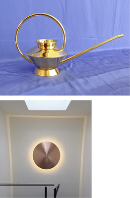 Ob vergoldete Gießkanne oder edle Kupferwandleuchte – Dieter Jungs Arbeiten sind auch im Hobbybereich extrem detailliert ausgeführt
