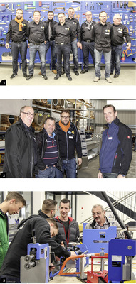 &nbsp;

1

Das Team um Daniel Keller (l.) und Walter Müntener (3.v.r.)

&nbsp;

&nbsp;

2

Gute Laune am Schröder-Stand

&nbsp;

&nbsp;

3

Test einer Mini-Rundbiegemaschine aus dem Hause Prinzing

&nbsp;
