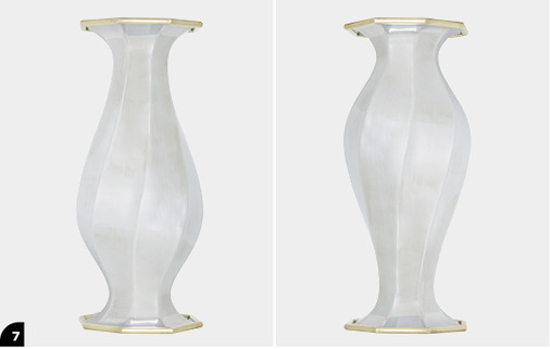 Wendevase, 8-teilig und gedreht,TiZn, CuZnx
