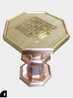 Schachtisch, 8-teilig, Cu, CuZnx
