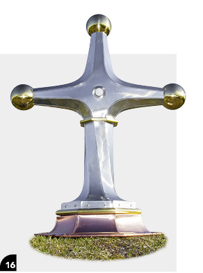 Gipfelkreuz, 8-teilig und gedreht, TiZn, CuZnx
