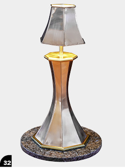 <p>Tischlampe, 8-teilig, CU, CuZnx</p> - © Wettbewerbsteilnehmer  für BAUMETALL