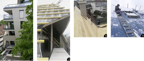 

6


Erst als das Gerüst fällt, zeigt sich die ganze Pracht der aufwendig in Form gebrachten Aluminium-Gebäudehülle




7


Die zum Teil sehr steile, hinterlüftete Dachfläche vor Montage der Aluminiumschindeln




8



9


+ Erschwerte Montagebedingungen unter Zeitdruck



