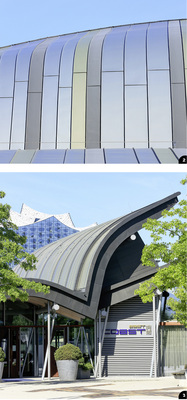 

2


Die Zinkscharen in drei verschiedenen vorbewitterten Oberflächen werden von einer Holzdachkonstruktion mit einem hinterlüfteten Dachaufbau getragen




3


Titanzink ermöglicht durch seine gute Formbarkeit und die verfügbaren Oberflächenqualitäten eine große Gestaltungsfreiheit



