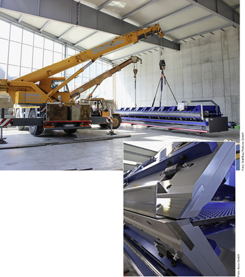 
Laaang: Der neue und leistungsstarke Doppelbieger DB 10.2,00 der Stahlbau Pedross GmbH ist 10 m lang und biegt Stahlbleche bis 2,00 mm
