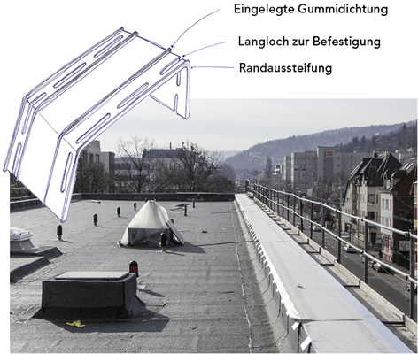 <p>
Systemflachdachbügel plus Montageplan vom Hersteller (l. oben) oder doch lieber Blechhalter aus Eigenbau (r. unten), aber dafür 100-fach
</p>

<p>
</p> - © BAUMETALL

