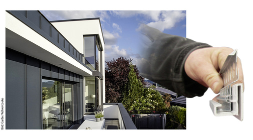 
Die M.A.S.C.-Universal-Klempnerschieneermöglicht die zwängungsfreie Ausdehnung der angeschlossenen Wandanschlussprofile
