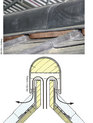
Ausführung (Bild oben) und Detailskizze Lüfterfirst
