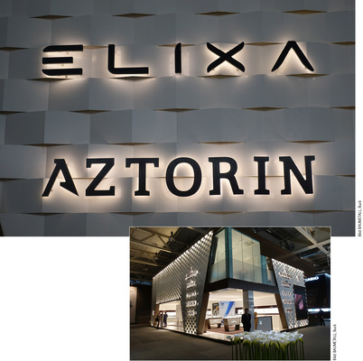 
Wie gewebt: Diese Aluminiumverbundbleche sind nach innen und außen geknickt und versetzt zueinander angeordnet. Eine LED-Beleuchtung verstärkt den Effekt
