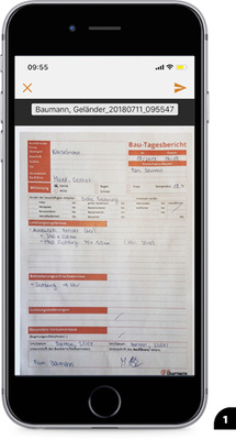

1


Die Scan-Funktion ermöglicht es, Berichte oder andere Unterlagen hochzuladen und beim Projekt abzulegen



