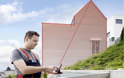 
Mit dem Leica-Messgerät Disto S910 wird räumliches Messen mit P2P-Technologie baustellentauglich 



