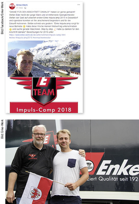 
Zuerst via Facebook, dann persönlich: Stefan Eder bedankt sich bei Enke-Geschäftsführer und -Inhaber Hans-Ulrich Kainzinger (u. l.)
