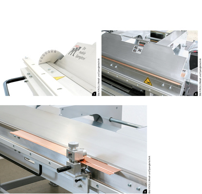 

1


... hat der Spengler den richtigen Biegewinkel immer im Blick




2


Am Display des Tiefenanschlages wird das Kant- und Schneidemaß angezeigt




3


Extrem einfach und schnell lassen sich Fassadenfalze mit dem Knoll-Profilierkopf anformen
