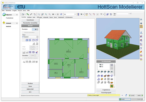 
Aus den 3D-Aufmaßdaten lassen sich CAD-Pläne oder Massen-/Mengenauswertungen für die weitere Planung generieren



