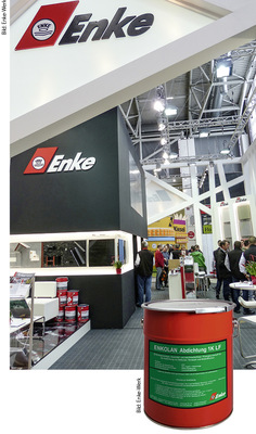 <p>Enke präsentiert sein gesamtes Produktprogramm und demonstriert die Anwendung des Flüssigkunststoffs Enkolan</p> - © Enke-Werk
